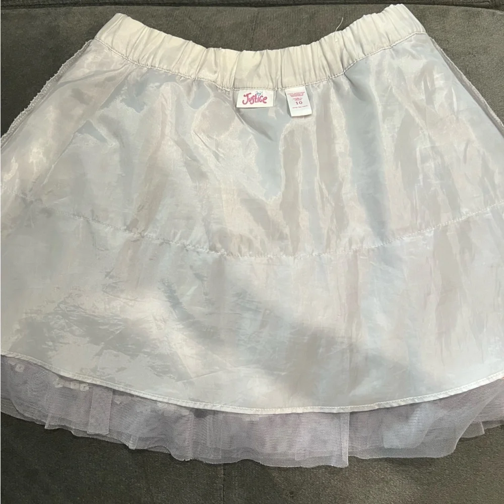 Justice Girls Sequined Skirt size 10 tulle lining Gray/Silver Party Formal - Picture 4 of 9